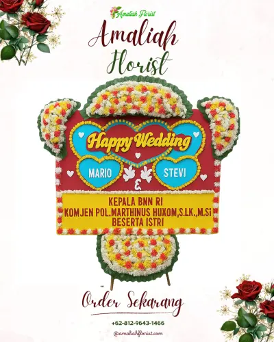 Karangan Papan Bunga Pernikahan di Wanea